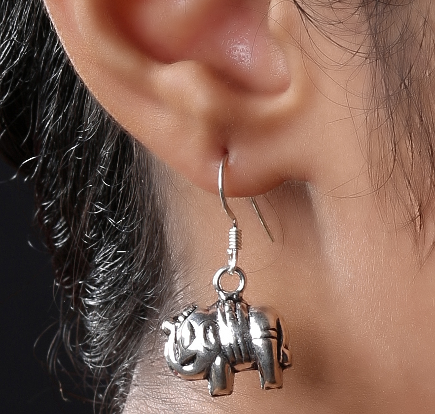 Twaksati Silver Elephant Earring